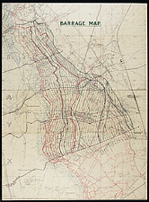 Carte pour le barrage d'artillerie canadien, plateau de Vimy, 1917