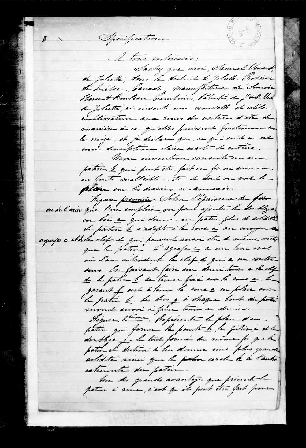 Page numérisé de Brevets canadiens, 1869-1919 pour l'image numéro: e003273342