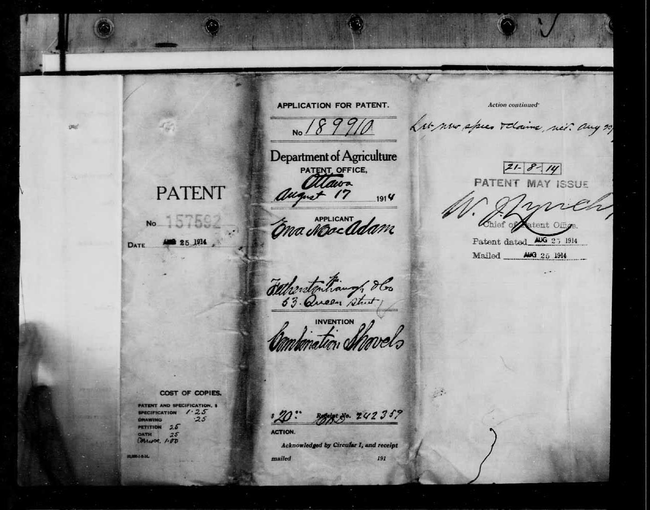 Digitized page of Canadian Patents, 1869-1919 for Image No.: e005691674