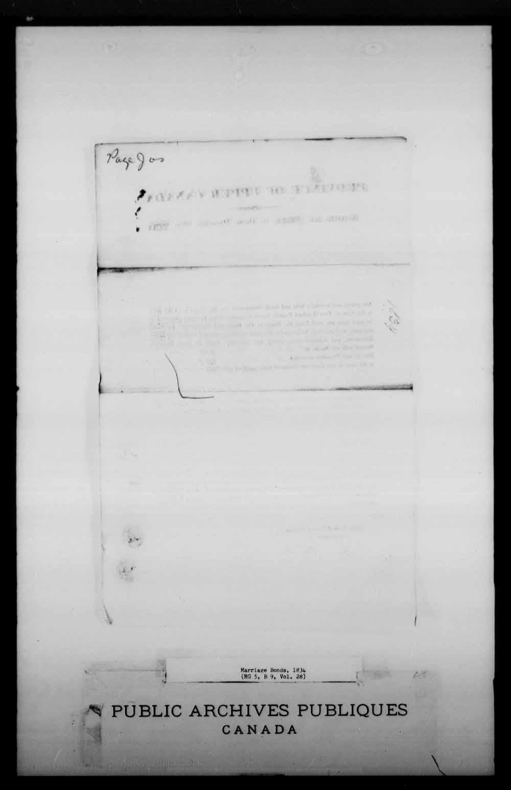Digitized page of Upper and Lower Canada Marriage Bonds (1779-1865) for Image No.: e008226763