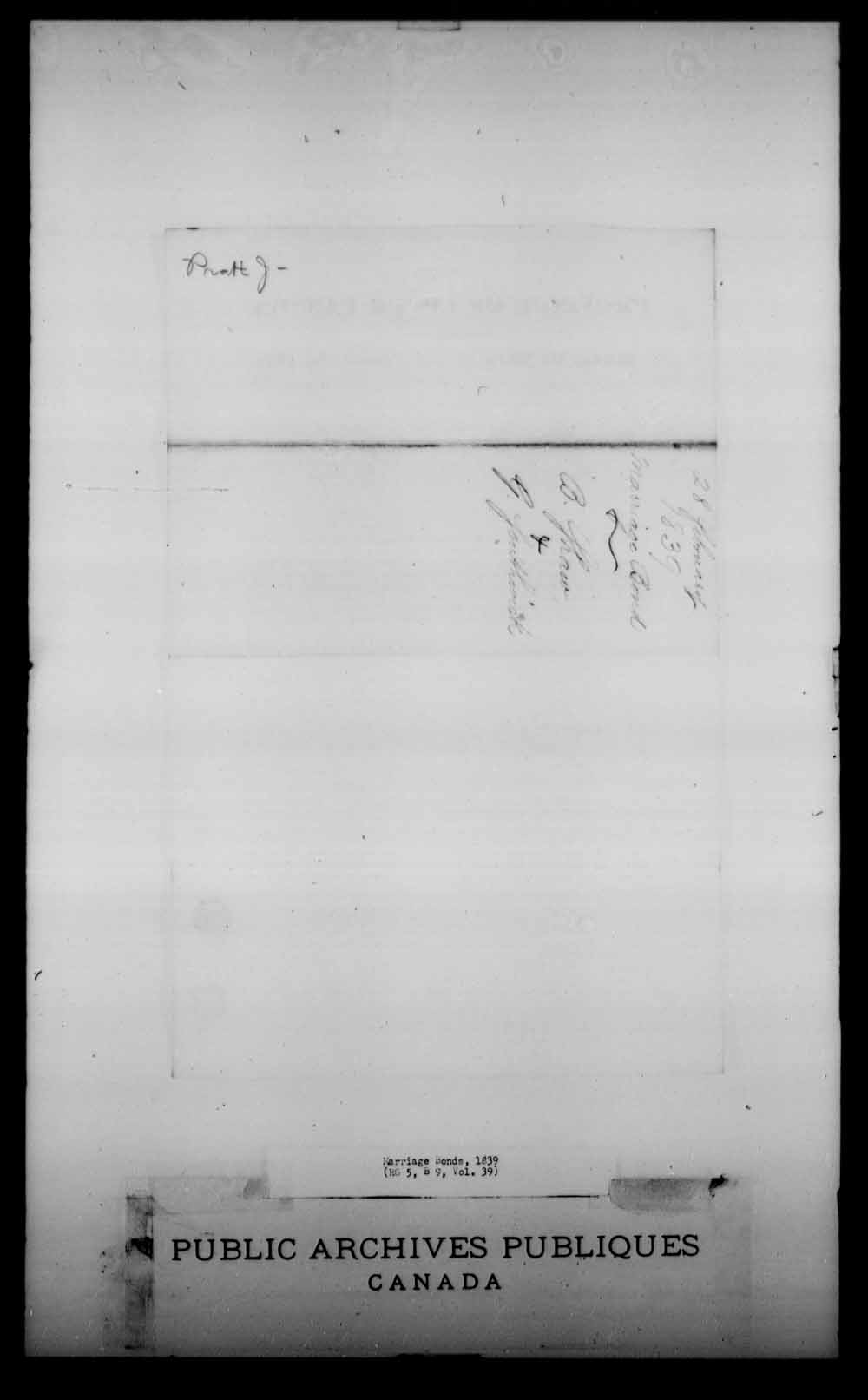 Digitized page of Upper and Lower Canada Marriage Bonds (1779-1865) for Image No.: e008232875