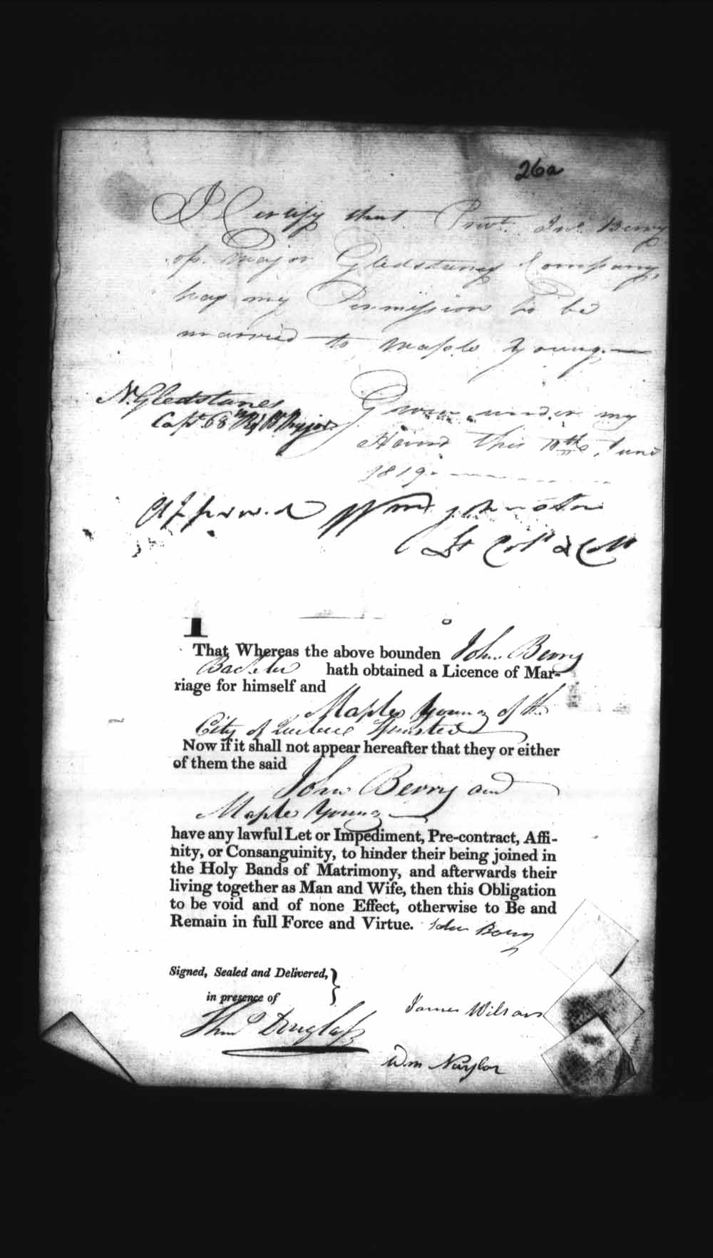 Page numérisé de Cautionnements de mariages pour le Haut-Canada et le Bas-Canada (1779-1865) pour l'image numéro: e008235837