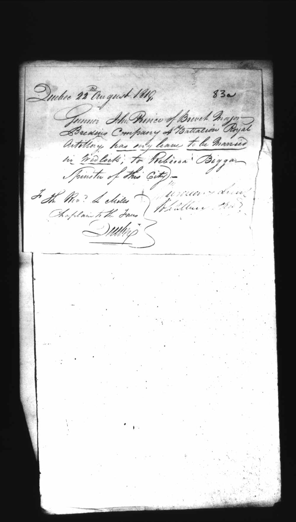 Page numérisé de Cautionnements de mariages pour le Haut-Canada et le Bas-Canada (1779-1865) pour l'image numéro: e008235911