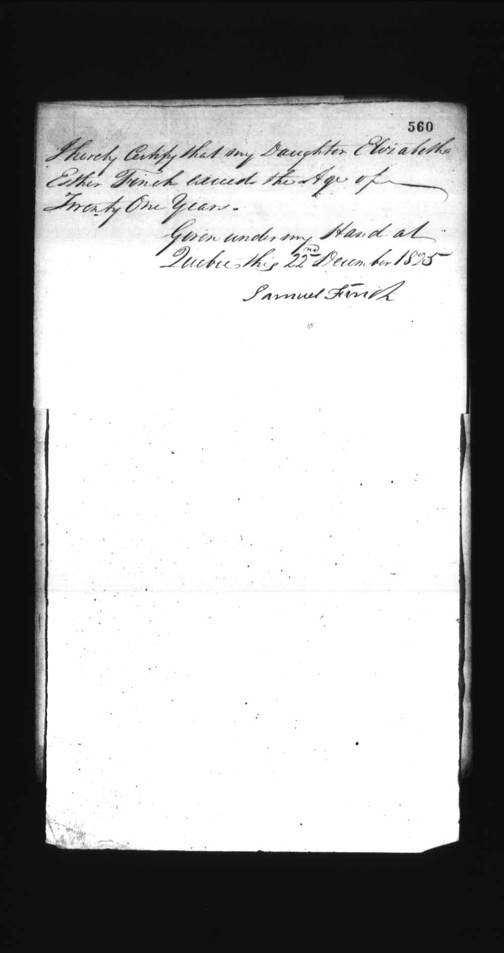 Digitized page of Upper and Lower Canada Marriage Bonds (1779-1865) for Image No.: e008236552