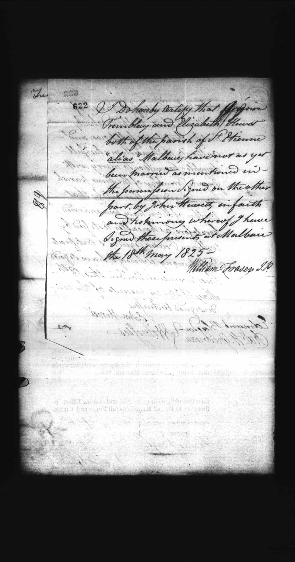Digitized page of Upper and Lower Canada Marriage Bonds (1779-1865) for Image No.: e008236639