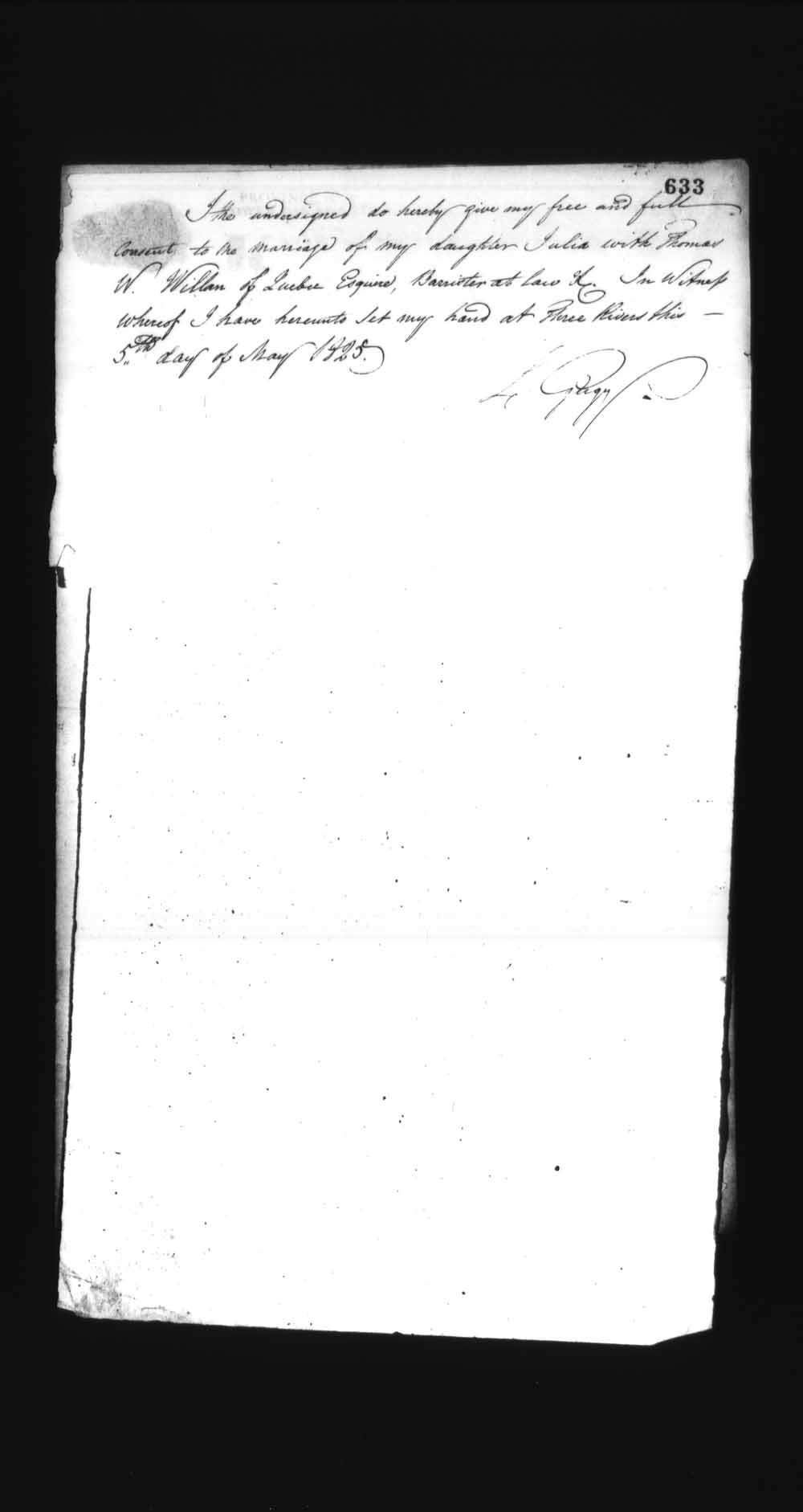 Digitized page of Upper and Lower Canada Marriage Bonds (1779-1865) for Image No.: e008236657