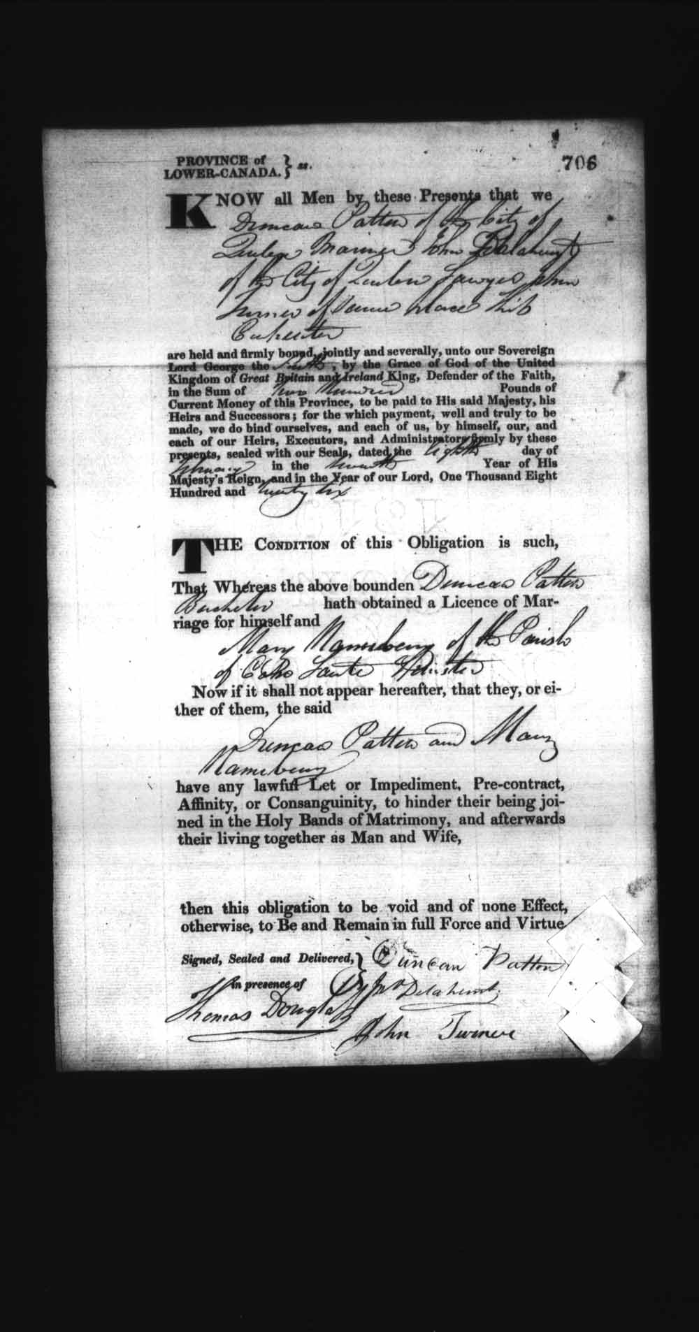 Page numérisé de Cautionnements de mariages pour le Haut-Canada et le Bas-Canada (1779-1865) pour l'image numéro: e008236760