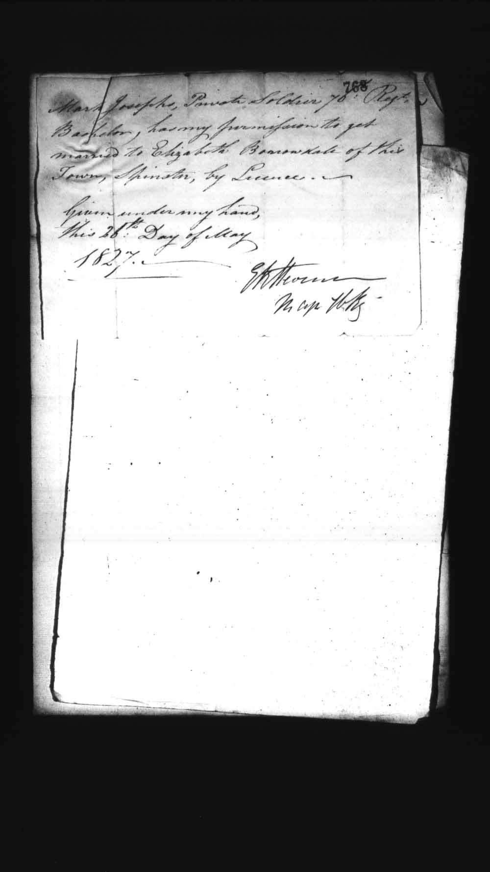 Digitized page of Upper and Lower Canada Marriage Bonds (1779-1865) for Image No.: e008236838