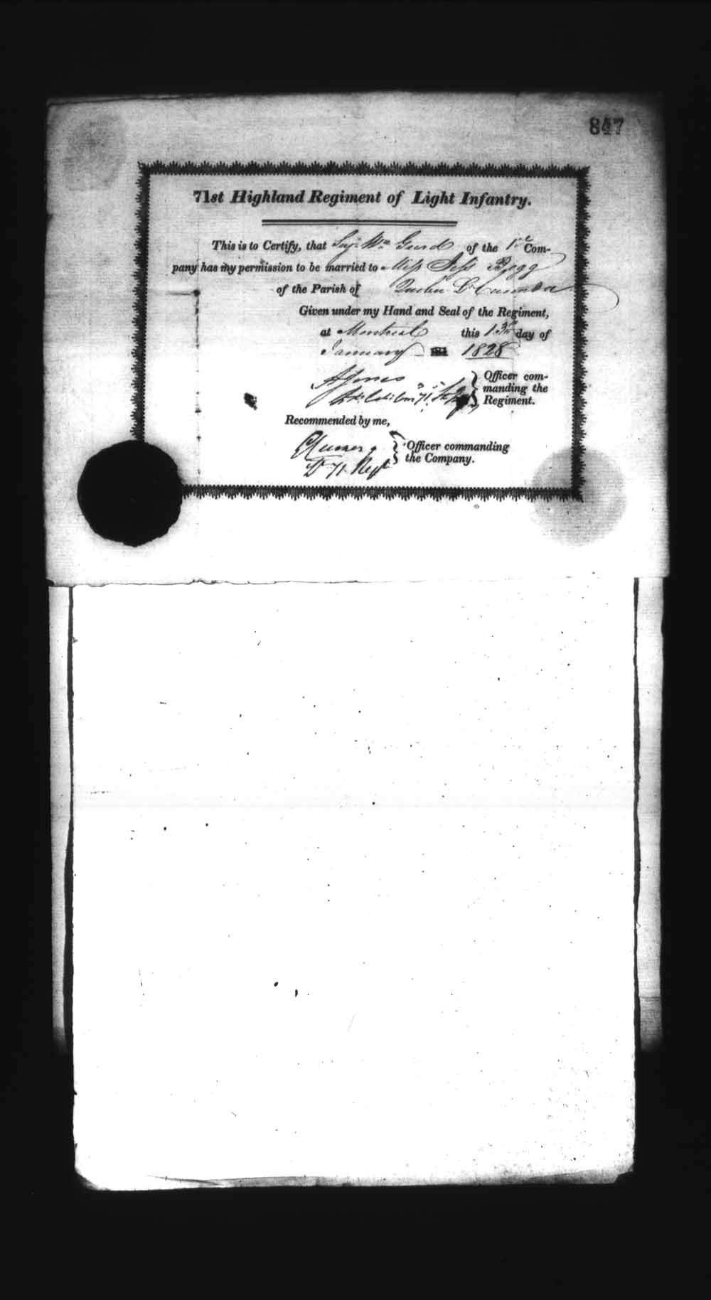 Digitized page of Upper and Lower Canada Marriage Bonds (1779-1865) for Image No.: e008236934