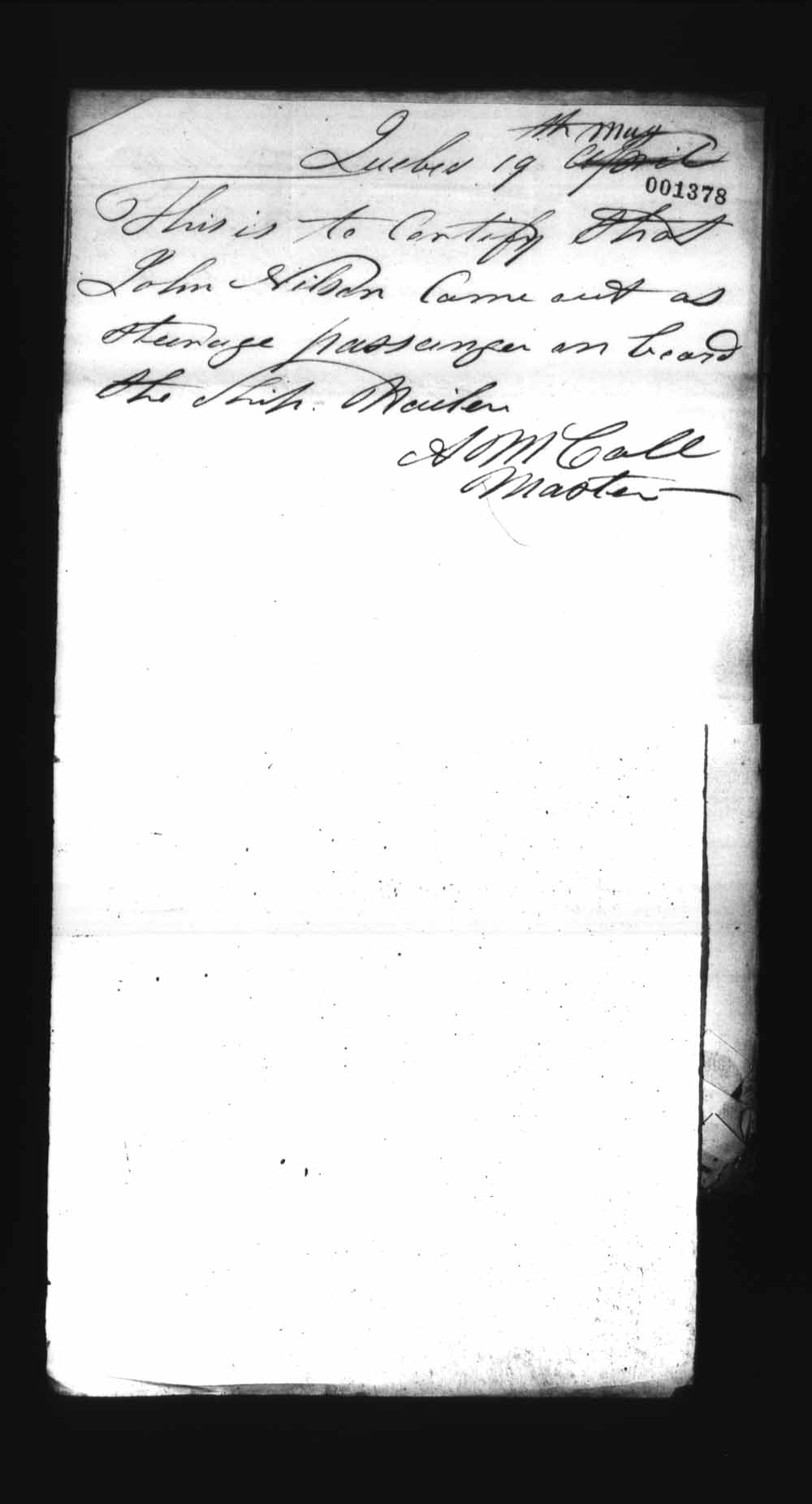 Digitized page of Upper and Lower Canada Marriage Bonds (1779-1865) for Image No.: e008237567