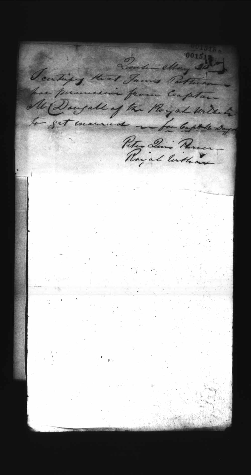 Digitized page of Upper and Lower Canada Marriage Bonds (1779-1865) for Image No.: e008237808
